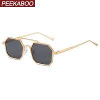 【hot】 Peekaboo green brown square sunglasses uv400 male double bridge fashion women sun vintage men full rim summer 2022