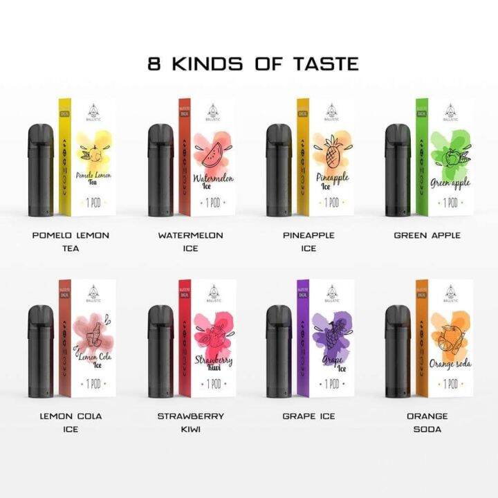 Hot！！！ Ballistic Vape 1200 Puffs Disposable Pod Rechargeable Changeable