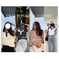 - Two-tone polo shirt - เสื้อเชิ้ตคอปกทูโทนผ้าร่องใหญ่