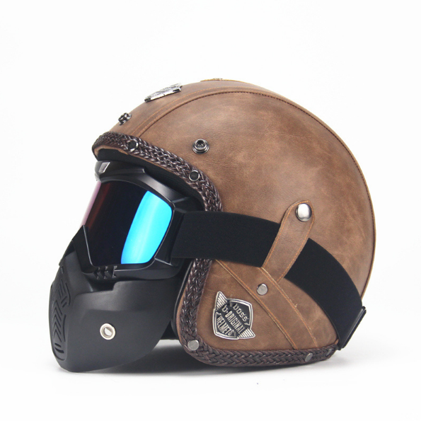 vintage open face motorcycle helmet