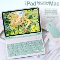 For iPad mini 1 2 3 4 5 generation Bluetooth Keyboard Mouse Case Pen Slot Candy Color Smart Leather Cover For iPad mini 4 5 Case