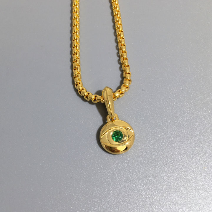 เครื่องประดับยอดนิยมของผู้ชาย-david-yurman-จี้ขนาดเล็ก-evil-eye-amulet-ใน18k-สีเหลืองทองพร้อมสร้อยคอมรกตขายส่ง
