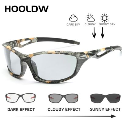 HOOLDW Photochromic Sunglasses Men Anti-glare Driving Polarized Chameleon Sun glasses Change Color Glasses Camo Frame Eyewear