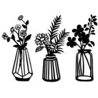 Metal Flower Minimalist Decor Delicate Black Floral with Vases Sculpture Black Flower Silhouette for Home Bedroom Dining Room Housewarming reasonable