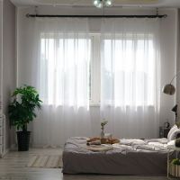 Solid Cotton Linen Thin Tulle Curtains for Living Room Kitchen Japanese Volie Curtains for Bedroom Decoration Sheer Curtains