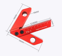 YX-1ขนาดเล็ก Pusat Finder Scribe สแควร์ Pusat Ukur 45/90 Derajat Sudut Kanan สายวัด Carpenter Penguasa