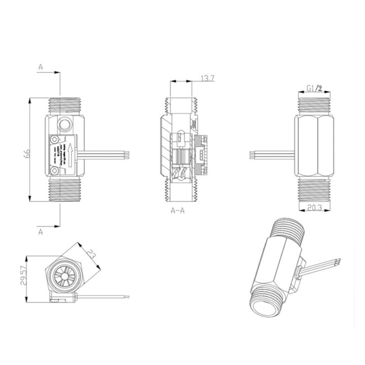 pcbfun-เครื่องวัดการไหลของทองแดง4จุดของแท้ของ-เซ็นเซอร์วัดการไหลของน้ำเครื่องวัดการไหลของน้ำพร้อม-yf-b7ตรวจอุณหภูมิ