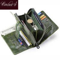 Contacts Wallet Women Zipper Genuine Leather Short Wallets Quality Coin Purse Women Hasp Button Purse With Credit Cards Holder