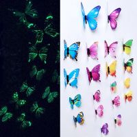 ZZOOI 12pcs Luminous Butterfly Wall Stickers Self-adhesive Stickers for Home Decor Childrens Room Wall Living Room Bedroom Decoration