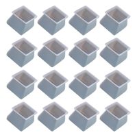 ㍿❈ 16Pcs Chair Leg Caps Silicone Floor Protector Square Furniture Table Feet Cover Anti-Slip Bottom Chair Pads-Gray