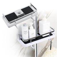 Shower Shower Rack Household Bathroom Bathroom Lifting Bracket Hole Free Toilet Shower Rod Tray Storage Shampoo Shower Gel Shelf Bathroom Counter Stor