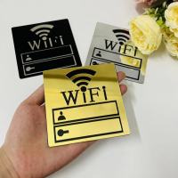 Acrylic WiFi Sign Mirror Sticker for Public Places Shops Handwriting Account and Password Wifi Notice Board Signs Wall Stickers Wall Stickers  Decals