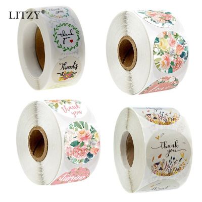 500Pcs Thank You Pink Flower Sticker Roll for Love Oh Baby Sticker Labels for Wedding Party Scrapbooking Envelopes Seal Stickers Stickers Labels