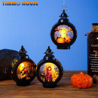 [Timmo House] ฮาโลวีนเรืองแสง LED Light Home Decor แบบพกพาฟักทองแม่มด Skull โคมไฟตกแต่งเดสก์ท็อปรอบ Night Light Ornament