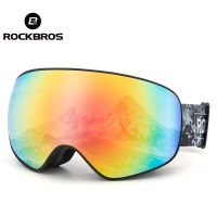 ROCKBROS เล่นสกีสโนว์บอร์ดแว่นตาผู้ใหญ่เด็กป้องกันหมอกแว่นตาสกีแว่นตา Windproof ปรับฤดูหนาวอุปกรณ์กีฬา