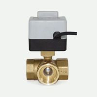 1" Brass Motorized Ball Valve 3-Wire Two Control Electric Actuator AC220V 3 Ways  with Manual Switch Plumbing Valves