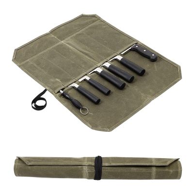 ；‘【； Portable Camping  Bag Kitchen  Bag Canvas Cutlery Knives Protectors  Carrying Storage Bag