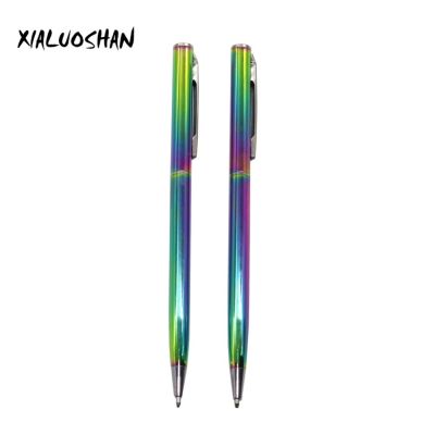2pcs/set Colorful Rainbow Ballpoint pen Stainless Steel Metal Stationery Lightweight Portable Writing Supplies