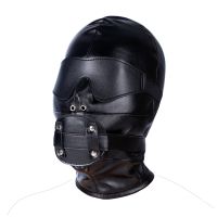 Cosplay Mask PU Leather Full Face Masked Hood for Adult Women Men Halloween Party Games Black Mysterious Headgear