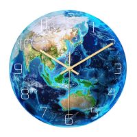 3D Luminous Earth Wall Clock Acrylic Mute Movement Earth Wall Clock Study Room Bedroom Living Room Home Decoration Wall Clock