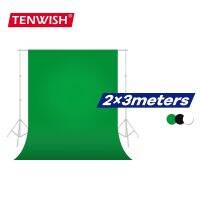 TENWISH 2X3เมตรที่มีสีเขียวฉากหลังที่สำคัญสำหรับภาพถ่ายวิดีโอสตูดิโอพื้นหลังสดไม่ใช่ผ้าทอสีดำสีขาว