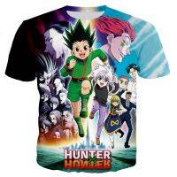 เสื้อยืดอะนิเมะผู้ชาย/ผู้หญิง3D HXH เสื้อยืดพิมพ์ลายลำลองสไตล์ฮาราจูกุสตรีทแวร์เสื้อนักล่า X นักล่าอินเทรนด์ฤดูร้อน