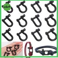 UHXF สแตนเลส หัวเข็มขัด ขั้วต่อสกรู D Bow Staples ตะขอพวงกุญแจ Solid Carabiner พวงกุญแจ