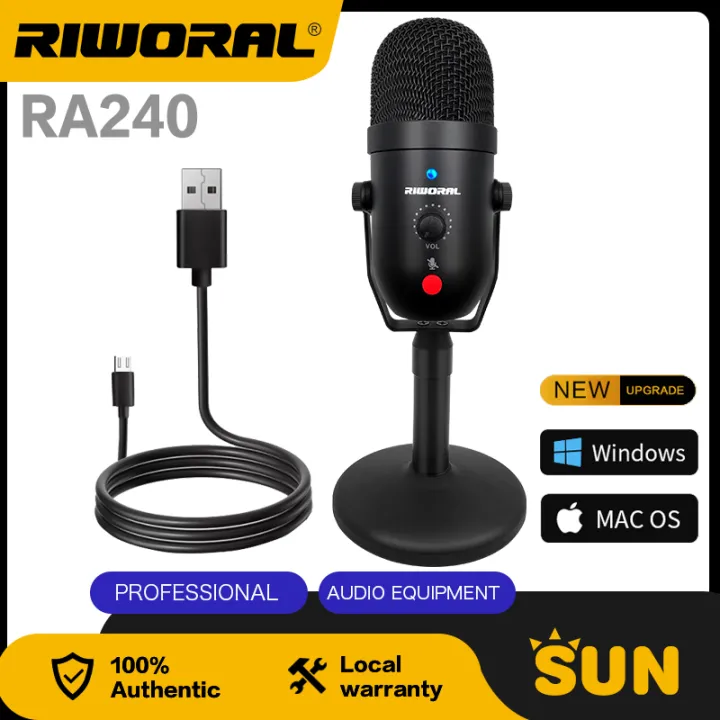 RIWORAL RA-240 professional USB condenser microphone, built-in monitor ...