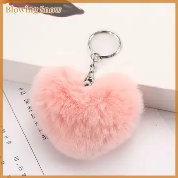 Alphabet Initial Letter E Pom Pom Keychain Cute Plush Key Chain