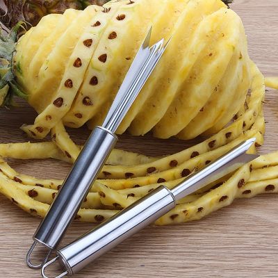 1PC Stainless Steel Pineapple Fruit Peeler Ananas Cutter Slicers Knife Sharp Blade V-Shaped Tool Restaurant Kitchen Accessories Graters  Peelers Slice