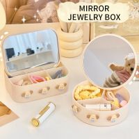 Mirror jewelry box childrens household hair accessories hair clips rings headwear storage box creative desktop small box