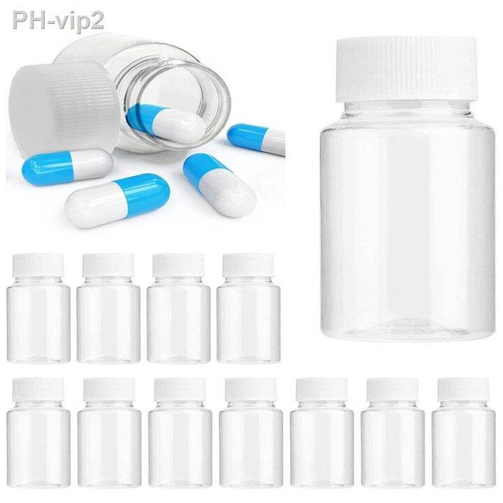 5pcs Clear Pill Plastic Medicine Bottles Empty Reagent Bottles Chemical Containers Liquid Solid