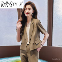 RYRYSTYLE 2023ใหม่กางเกงสูทมืออาชีพแขนสั้นสำหรับผู้หญิงเสื้อเบลเซอร์773สำหรับสัมภาษณ์