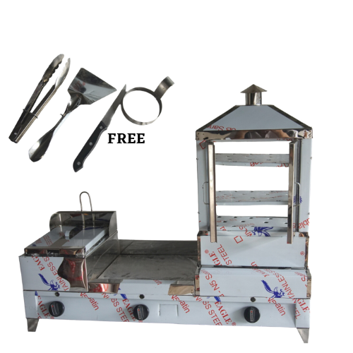 Crafty Stainless Steel Gas Burger Grill Deep Fryer Fries And 3 Tier