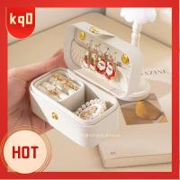 KQ0 หนังพียู กล่องเครื่องประดับอัญมณี แบบพกพาได้ มินิมินิ เคสสำหรับเก็บของ ของใหม่ เคสฝาพับ กล่องแสดงสินค้า การเดินทางการเดินทาง