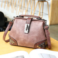 Fashion Women Handbags New Women Lock Chain Rivets Vintage Pu Leather Crossbody Shoulder Bag Ladies Doctor Bags Female Totes