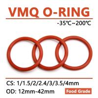 20 Buah Cincin O Silikon Merah CS 1 1.5 2 2.4 3 3.5 4Mm OD 12-42Mm Paking Segel Terisolasi Karet Pencuci Tahan Air Aman untuk Makanan VMQ