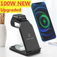 100W 3 in 1 Wireless Charger Stand For iPhone 14 13 12 11 X Fast Charging Dock Station for Airpods Pro Apple Watch iWatch 8 7