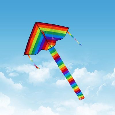 Colorful Rainbow Kite Long Tail Nylon Outdoor Kites Flying Toys