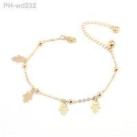 New Arrived temperament Double Layer Anklets Hollow Hamsa Hand Pendant Charm Gold Color Bell Accessories For Women Bijoux