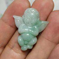 ของแท้ธรรมชาติหยกแองเจิลจี้ผู้ชายผู้หญิงพม่า Jades หินกามเทพจี้ Jadeite พระเครื่องของขวัญแฟชั่นเสน่ห์เครื่องประดับ