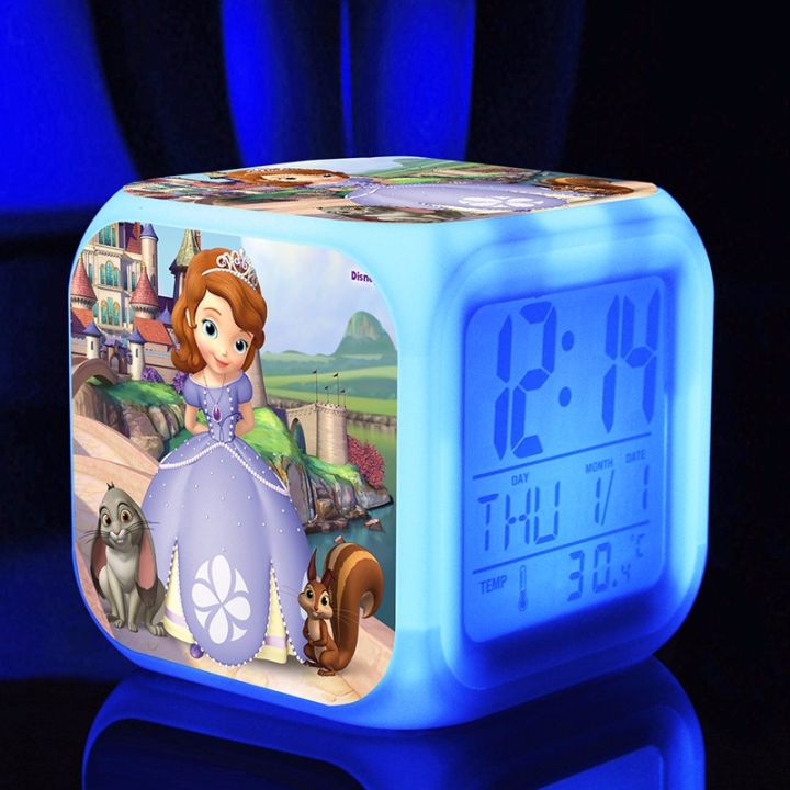 นาฬิกาปลุกเจ้าหญิงนาฬิกาปลุกดิจิตอล-นาฬิกาปลุกเจ้าหญิงโซเฟียเปลี่ยนสีได้ของเล่นเด็กนาฬิกาปลุกอเนกประสงค์