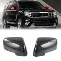 Car Carbon Fiber Rearview Side Glass Mirror Cover Trim Frame Side Mirror Caps for KIA Mohave 2020 2021 2022