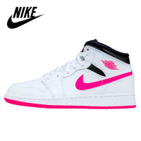 【HOT】 Original✅ ΝΙΚΕ Ar* J0dn- 1 Mid White Black Hyper Pink รองเท้าบาสเก็ตบอล Womens Sports Sneakers Breathable Outdoor