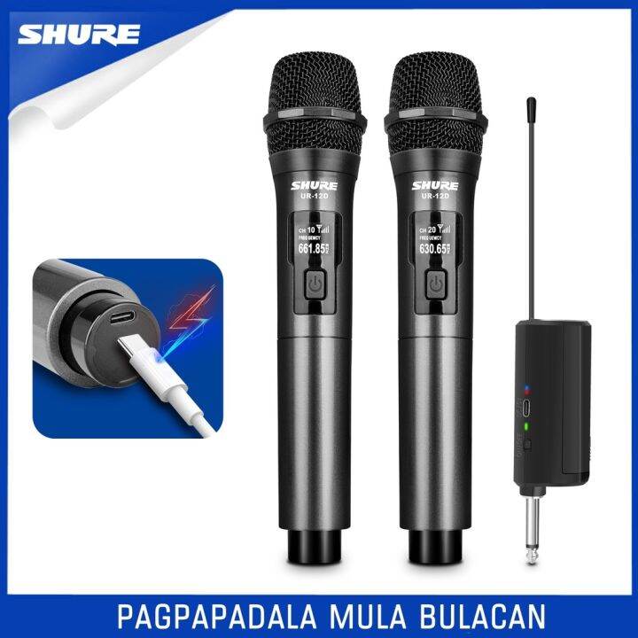 Shure wireless microphone UR11D/12D for bluetooth speaker videoke pc