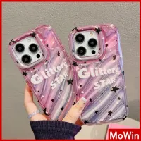 Mowin -เข้ากันได้สำหรับ เคสไอโฟน เคสไอโฟน11 เคส iphone 11เคสใสสะท้อนแสงเลเซอร์ TPUถุงลมนิรภัยกันกระแทกแบบนิ่ม ดาวภาษาอังกฤษ ใช้ได้กับ iPhone 13 Pro max 12 Pro Max 11 xr xs max 7 8