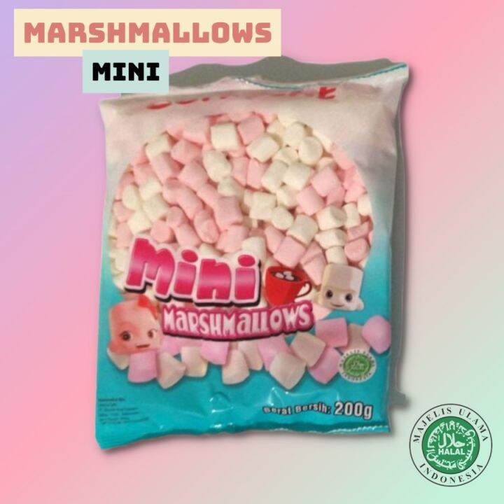 marshmallow corniche mini 200 gram / marshmallow mini pink putih halal