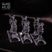 GLASS HUB - (LYNX) Candle Stand 6411-2 - เชิงเทียนแก้ว เชิงเทียนคริสตัล ฐานสี่เหลี่ยม (เซต 2 ใบ)