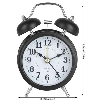 Retro Alarm Clock Mechanical Double Bell Home Office Desktop Metal Alarm Clock Desk Table Analog Clock Silent with Night Light