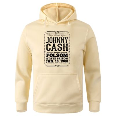 New Johnny Cash Folsom State Prison Print MenS Sweatshirt Thermal Vintage Clothing Loose Brand Hoodies Large Size Mens Hoodie Size Xxs-4Xl